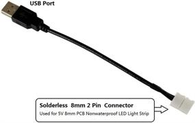 img 2 attached to 💡 USB to 8mm Solderless Quick Connectors for DIY Single Color Non-Waterproof LED Light Strip, 5V DC, Compatible with 2835 3528 Ribbon Lights (3 Pack, 7.1 Inch)