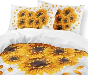 img 2 attached to 🌻 Vibrant Multi-Colored Sunflowers Heart Duvet Set - Queen Size | Luxury Bedding for Kids Boys Girls