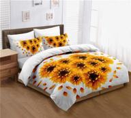 🌻 vibrant multi-colored sunflowers heart duvet set - queen size | luxury bedding for kids boys girls logo
