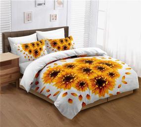 img 3 attached to 🌻 Vibrant Multi-Colored Sunflowers Heart Duvet Set - Queen Size | Luxury Bedding for Kids Boys Girls