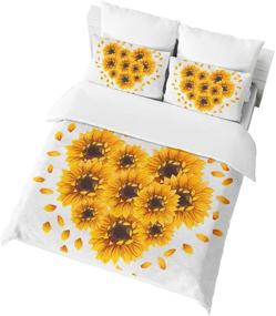 img 1 attached to 🌻 Vibrant Multi-Colored Sunflowers Heart Duvet Set - Queen Size | Luxury Bedding for Kids Boys Girls