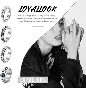 img 3 attached to 🌙 LOYALLOOK Спиннер-кольца из нержавеющей стали: Стильные мотивы луны, звезды, солнца для снятия стресса – Идеальные свадебные и обручальные кольца для женщин и мужчин