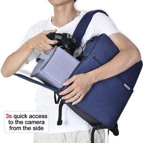 img 3 attached to 📷 CADeN DSLR SLR Camera Bag Backpack with 14-Inch Laptop Compartment Water-Repellent for Women and Men Photographers, Camera Case Backpack Compatible with Nikon, Sony, Canon, Mirrorless Cameras and Tripod Accessories