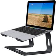 ergonomic aluminum laptop stand for desk - portable & detachable laptop riser holder | compatible with macbook pro air, dell, hp, lenovo, samsung | 10-15'' notebook stand logo