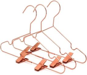 img 1 attached to Stylish 10Pack Koobay 13" Rose Copper Gold Shiny Metal Wire Top Clothes Hangers with Clips - Ideal for Shirt and Coat Storage & Display