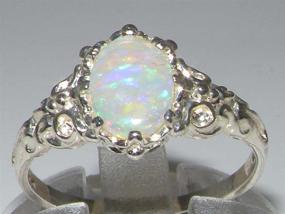 img 3 attached to 💍 Exquisite 925 Sterling Silver Womens Opal Band Ring - A Genuine Gem!