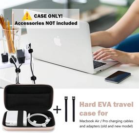 img 3 attached to 🌸 Rosegold EVA Carrying Case for MacBook Air/Pro Power Adapter, MagSafe, MagSafe2, iPhone 12/12 Pro MagSafe Charger, USB C Hub, Type C Hub, USB Multiport Adapter, Portable Pouch with 2 Cable Ties