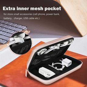 img 2 attached to 🌸 Rosegold EVA Carrying Case for MacBook Air/Pro Power Adapter, MagSafe, MagSafe2, iPhone 12/12 Pro MagSafe Charger, USB C Hub, Type C Hub, USB Multiport Adapter, Portable Pouch with 2 Cable Ties