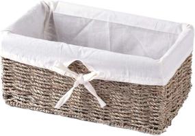 img 4 attached to 📦 Seagrass Shelf Basket with White Lining by Vintiquewise(TM)