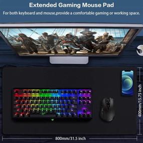 img 3 attached to 🖱️ Canjoy XXL Extended Mouse Pad: Premium Gaming Mat for Home Office, Non-Slip Rubber Base, 31.5x15.7x0.12inch, Black