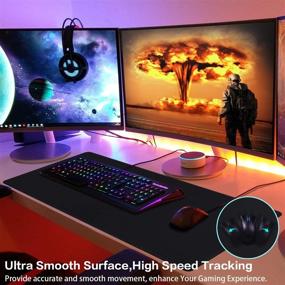 img 2 attached to 🖱️ Canjoy XXL Extended Mouse Pad: Premium Gaming Mat for Home Office, Non-Slip Rubber Base, 31.5x15.7x0.12inch, Black