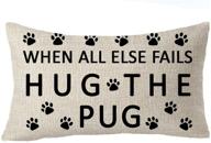 🐶 feleniw hug the pug family friends dog paw print pet gift throw pillow cover - cotton linen decorative cushion case, 18" x 18" (c) logo
