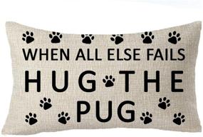 img 3 attached to 🐶 FELENIW Hug The Pug Family Friends Dog Paw Print Pet Gift Throw Pillow Cover - Cotton Linen Decorative Cushion Case, 18" x 18" (C)