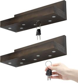 img 3 attached to 🔑 Magnetic Key Shelf with Ledge and Mail Organizer - Stylish Entryway Key Holder - 12x4" - Charcoal