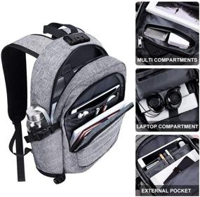 img 1 attached to Anti-Theft Laptop Backpack with USB Charging Port - Waterproof Bookbag for 🎒 Men & Women - Fits 15.6-Inch Laptop Notebook - Travel Business Backpack (Grey)