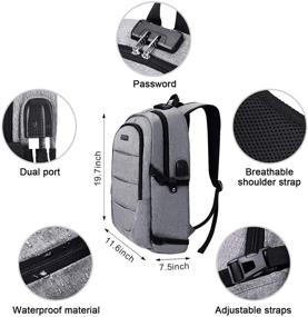 img 2 attached to Anti-Theft Laptop Backpack with USB Charging Port - Waterproof Bookbag for 🎒 Men & Women - Fits 15.6-Inch Laptop Notebook - Travel Business Backpack (Grey)