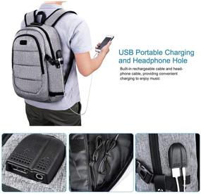 img 3 attached to Anti-Theft Laptop Backpack with USB Charging Port - Waterproof Bookbag for 🎒 Men & Women - Fits 15.6-Inch Laptop Notebook - Travel Business Backpack (Grey)