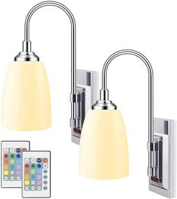 img 4 attached to 🔦 HONWELL Battery Operated LED Wall Sconces - Wireless and Remote Controlled Multi Color Wall Sconce Light Fixture for Room Lighting (2 Pack)