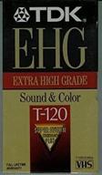 📼 tdk e-hg extra high grade t-120 video cassette tapes - superior super avilyn technology for enhanced performance logo