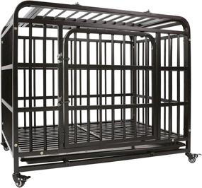 img 4 attached to 🐶 AGESISI Heavy-Duty Dog Crate | Sturdy Metal Dog Cage Kennels for Medium and Large Dogs | Pet Playpen Indoor Outdoor with Four Wheels | Self-Locking Latches | 38 inches