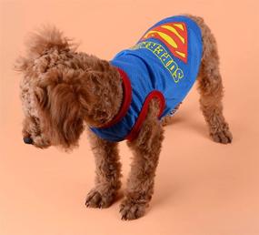 img 1 attached to 🦸 Superman Shirt Pet Clothes: Trendy Dog Cat Puppy Summer Vest T-Shirt