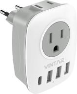 🌍 vintar 6-in-1 european travel plug adapter with usb c and multiple power ports logo