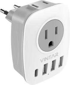 img 4 attached to 🌍 VINTAR 6-in-1 European Travel Plug Adapter with USB C and Multiple Power Ports