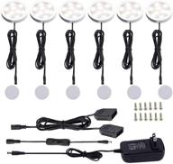 aiboo 12v led under cabinet lights kit 6 pack black cord aluminum puck lamps for kitchen counter closet lighting with manual on/off switch 12w 6 lights (4000k natural white) логотип