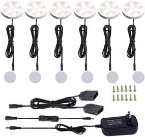 img 4 attached to AIBOO 12V LED Under Cabinet Lights Kit 6 Pack Black Cord Aluminum Puck Lamps For Kitchen Counter Closet Lighting With Manual On/Off Switch 12W 6 Lights (4000K Natural White)