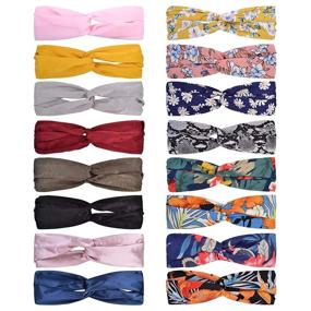 img 3 attached to 🌸 Boho Floral Headbands - 16 Pack of Criss Cross Hair Bands for Women and Girls - Elastic Turban Hair Accessories with Vintage Stylish Design