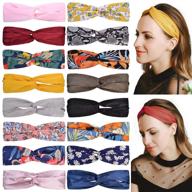 🌸 boho floral headbands - 16 pack of criss cross hair bands for women and girls - elastic turban hair accessories with vintage stylish design logo