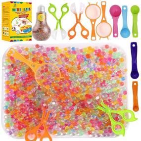 img 4 attached to MAGICLUB Water Beads Set - 30000 Beads, 2 Strainers, 2 Tweezers, 5 Spoons - Soft Water Jelly Beads Motor Skills Toy Kit - Non-Toxic Water Sensory Toy for Tactile Toys, Sensory Activities, Early Skill Development