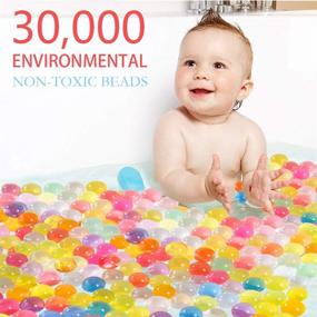 img 3 attached to MAGICLUB Water Beads Set - 30000 Beads, 2 Strainers, 2 Tweezers, 5 Spoons - Soft Water Jelly Beads Motor Skills Toy Kit - Non-Toxic Water Sensory Toy for Tactile Toys, Sensory Activities, Early Skill Development