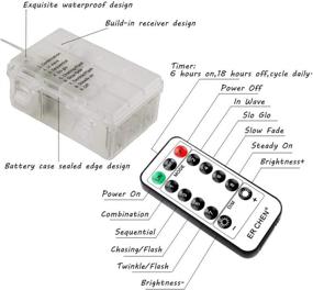 img 2 attached to 🔴 ER CHEN 8 Модель Оперируемые батарейкой 200 LED-светодиодные гирлянды - Водонепроницаемые, для использования внутри и снаружи - 66 футов длиной, светильники из ультратонкой медной проволоки с серебряным покрытием с 13-кнопочным пультом дистанционного управления - Красные.