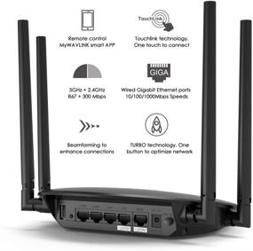 img 2 attached to WAVLINK High Power WiFi Router - Dual Band Smart Wireless Internet Gigabit Router with Patented Touchlink, Wi-Fi Speed up to 1200 Mbps, 4x5dBi Omni Directional Antennas, MU-MIMO for Home - Black
