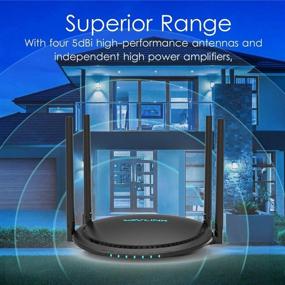 img 1 attached to WAVLINK High Power WiFi Router - Dual Band Smart Wireless Internet Gigabit Router with Patented Touchlink, Wi-Fi Speed up to 1200 Mbps, 4x5dBi Omni Directional Antennas, MU-MIMO for Home - Black