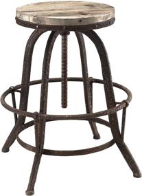 img 2 attached to Rustic Farmhouse Wood and Cast Iron Bar 🪵 Stool in Brown by Modway Collect - Industrial Modern Design