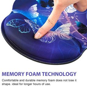 img 2 attached to Ergonomic Mouse Pad Wrist Rest Support: ToLuLu Gel Mouse Pads with Non Slip Rubber Base - Pain Relief for Laptop, Computer, and Home Office Working - Art Butterflies