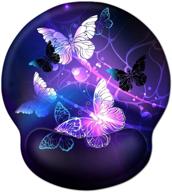 ergonomic mouse pad wrist rest support: tolulu gel mouse pads with non slip rubber base - pain relief for laptop, computer, and home office working - art butterflies logo