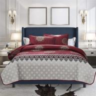 🛏️ burgundy medallion king size quilt set - atsense lightweight microfiber bedding, 3-piece bedspread logo