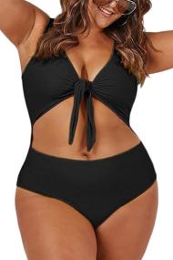 img 1 attached to Stylish Haloon Oversized Bathing Swimsuit: Juniors Women's Clothing & Impressive Swimsuits + Cover Ups for a Fashionable Summer