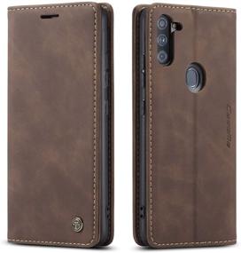 img 4 attached to 📱 SAMSUNG GALAXY A11 CASE - Magnetic Stand Wallet Flip Cover with Card Holder for Galaxy A11 (2020) 6.4 inch - Genuine Leather Coffee Color