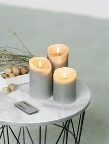 img 1 attached to 🕯️ Enhance Ambience with a Set of 3 Realistic Flameless Grey LED Candles - Remote Controlled 4'' 5'' 6'' Electric Wickless Pillar Battery Operated Candles with Flickering Flame Timer