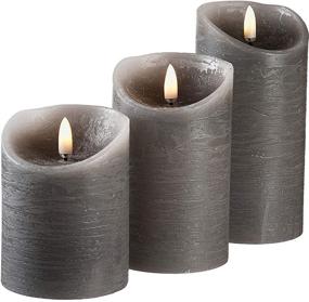 img 3 attached to 🕯️ Enhance Ambience with a Set of 3 Realistic Flameless Grey LED Candles - Remote Controlled 4'' 5'' 6'' Electric Wickless Pillar Battery Operated Candles with Flickering Flame Timer