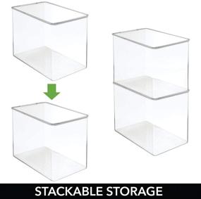 img 2 attached to 📦 mDesign Tall Stackable Plastic Craft, Sewing, Crochet Storage Container Bin with Attached Lid - Compact Organizer and Holder for Thread, Beads, Ribbon, Glitter, Clay, 4 Pack - Clear