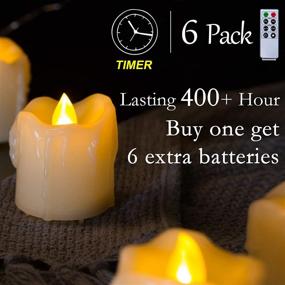 img 3 attached to Long-lasting Flameless LED Votive Candles: 6 Pack, Timer, Remote Control - Perfect for Wedding, Halloween, Thanksgiving Tables - Homemory 400+ Hours