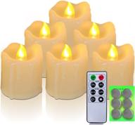 long-lasting flameless led votive candles: 6 pack, timer, remote control - perfect for wedding, halloween, thanksgiving tables - homemory 400+ hours логотип