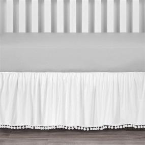 img 4 attached to 🛏️ TILLYOU Ruffled Crib Skirt with Pompoms - Microfiber Nursery Crib Toddler Bedding Skirt for Baby Boys and Girls - 14'' Drop - White