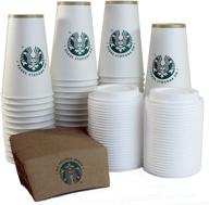 ☕️ 50-pack of starbucks white hot paper cups with sleeves and lids, 16 ounce logo