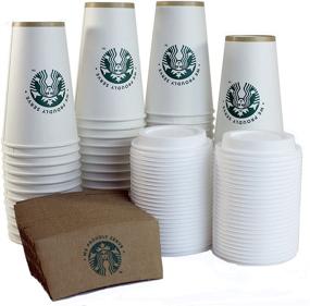 img 4 attached to ☕️ 50-Pack of Starbucks White Hot Paper Cups with Sleeves and Lids, 16 Ounce